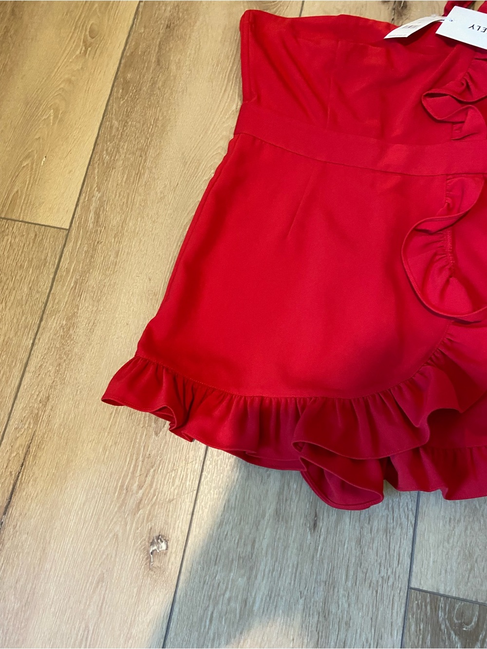 Likely Red One-Shoulder Ruffle Romper - Picture 3 of 12
